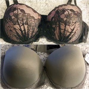 2 Bras Size 36C Black and Gray